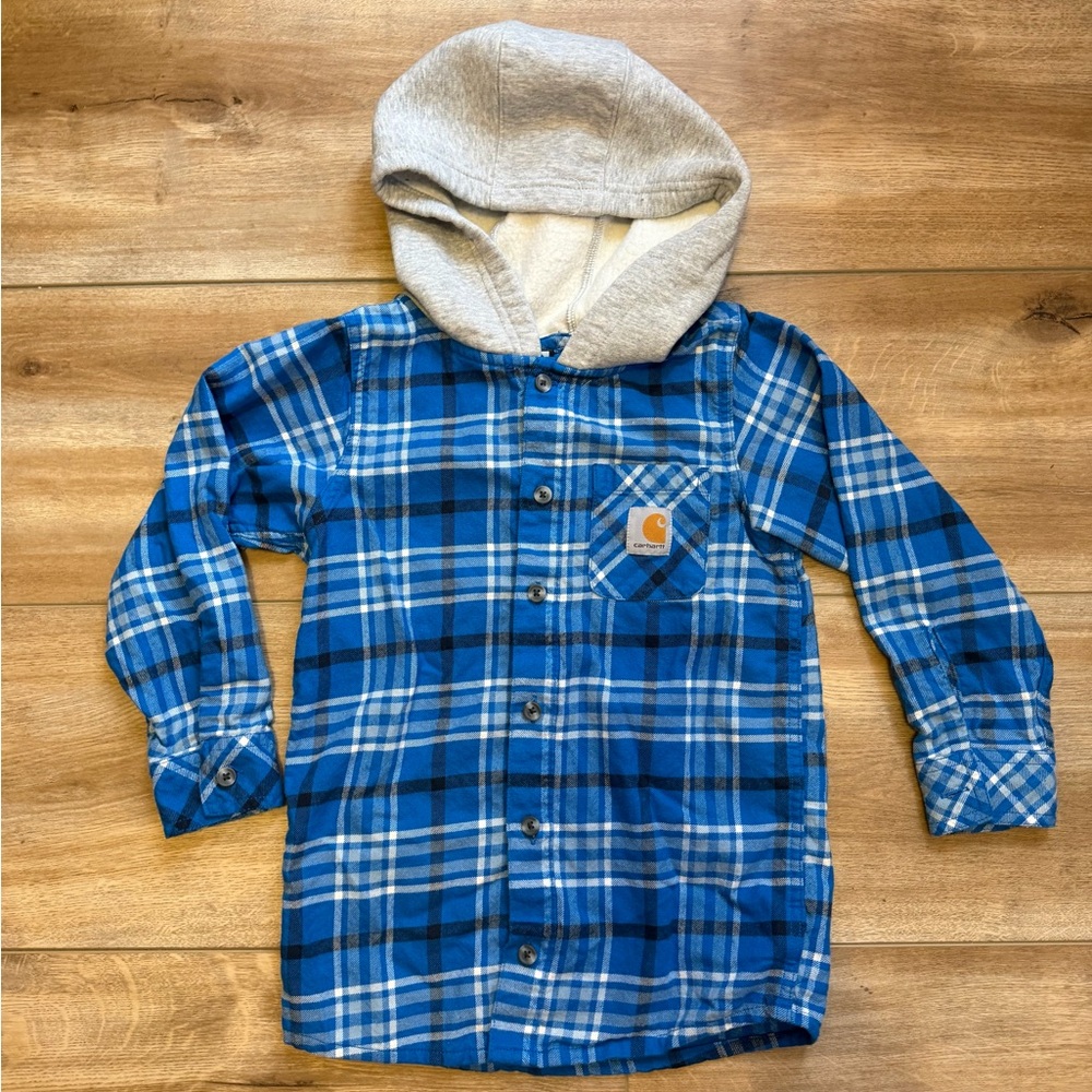 Carhartt Kids Plaid Shirt with Gray Hood